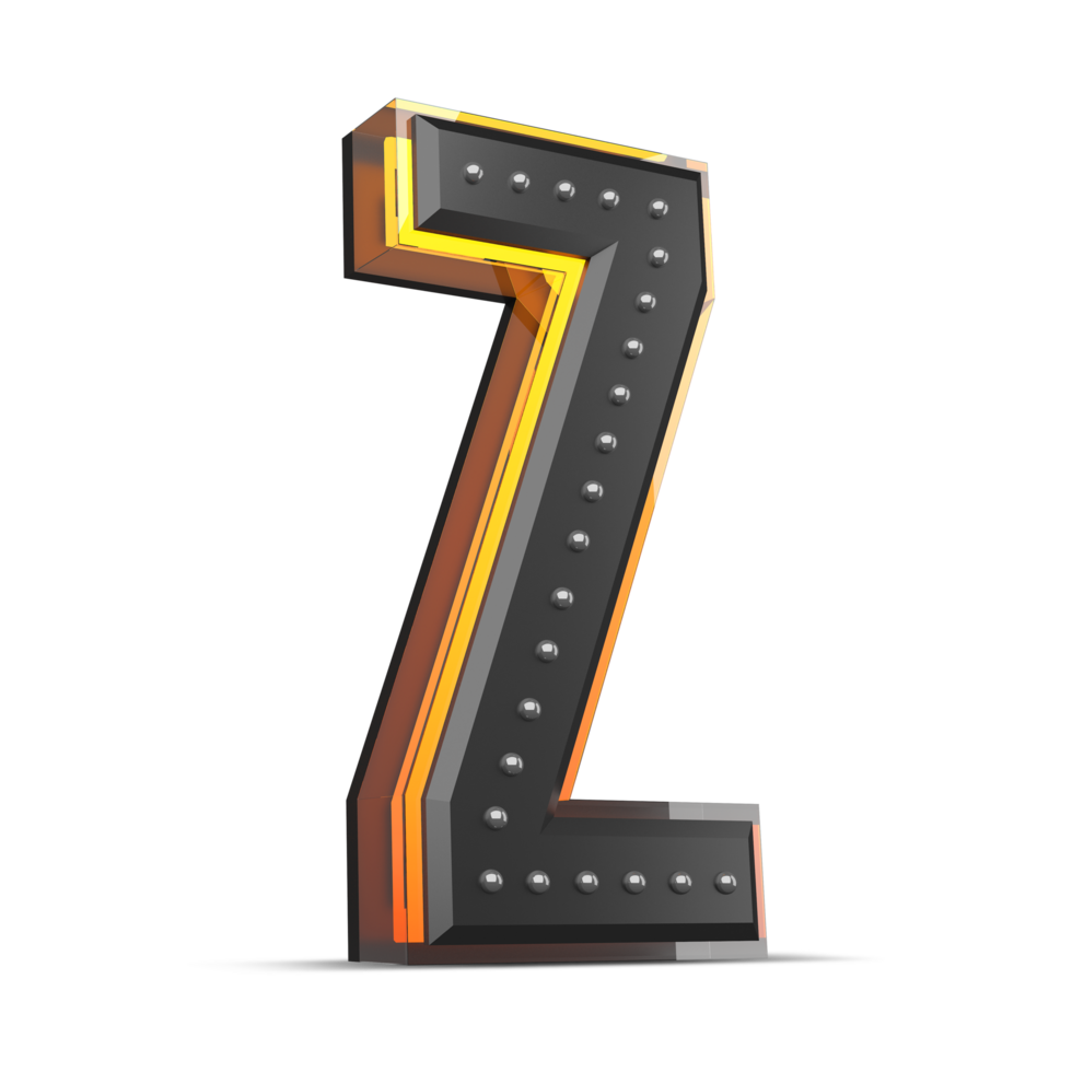 3D alphabet with pin decoration and neon light effect, 3d rendering png