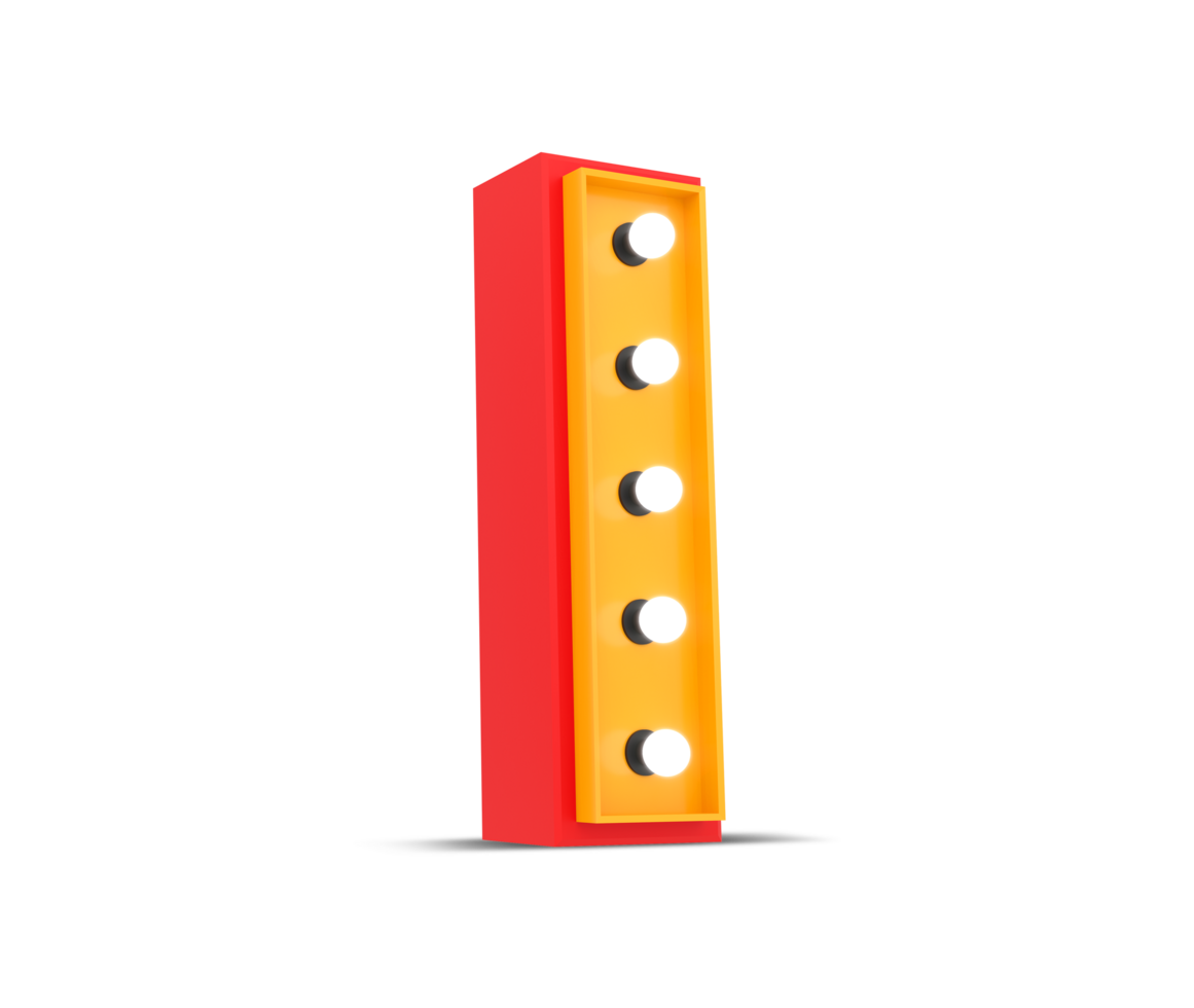 3d alphabet Broadway style with light bulb, 3d rendering png