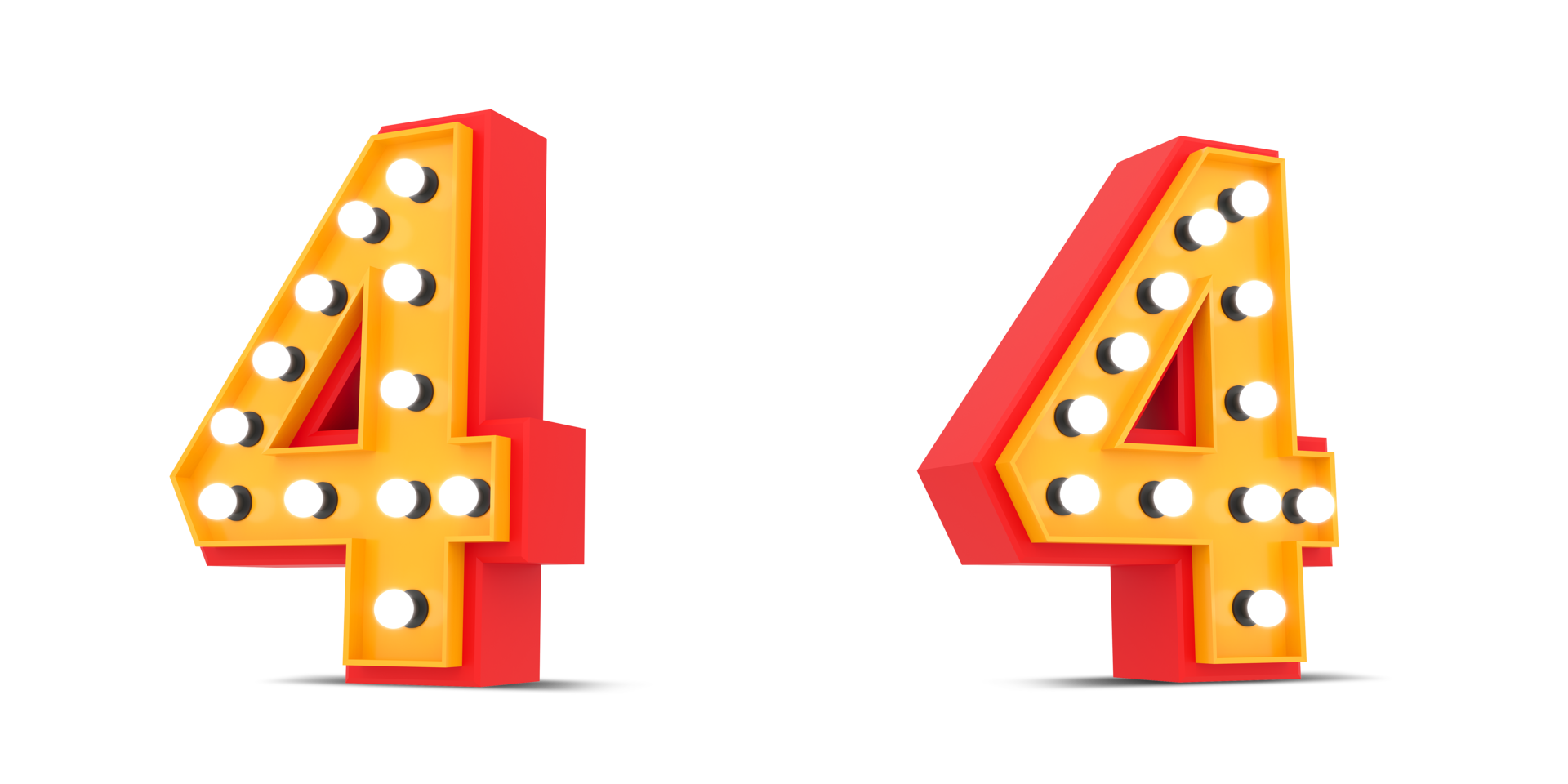 3d Number Broadway style with light bulb, 3d rendering png