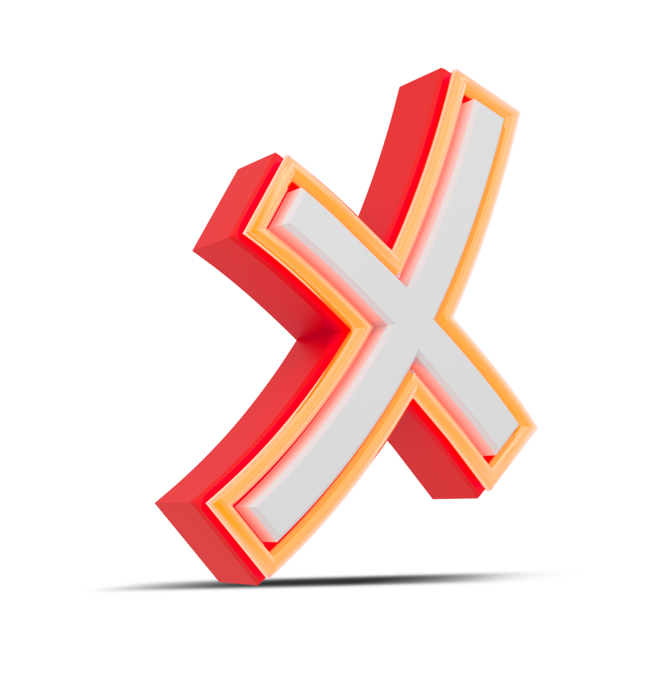 Red 3D alphabet  japan style with orange neon light, 3d rendering. png