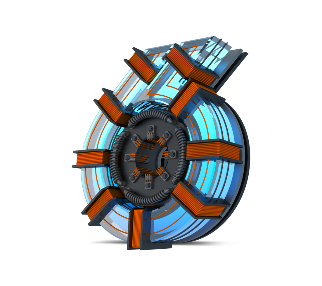 3D Number blue neon light with Copper wire, 3d rendering png
