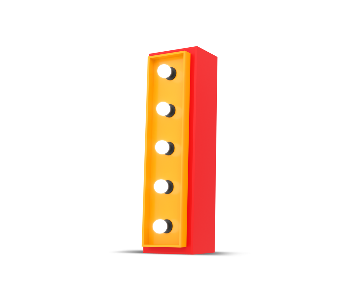 3d alphabet Broadway style with light bulb, 3d rendering png