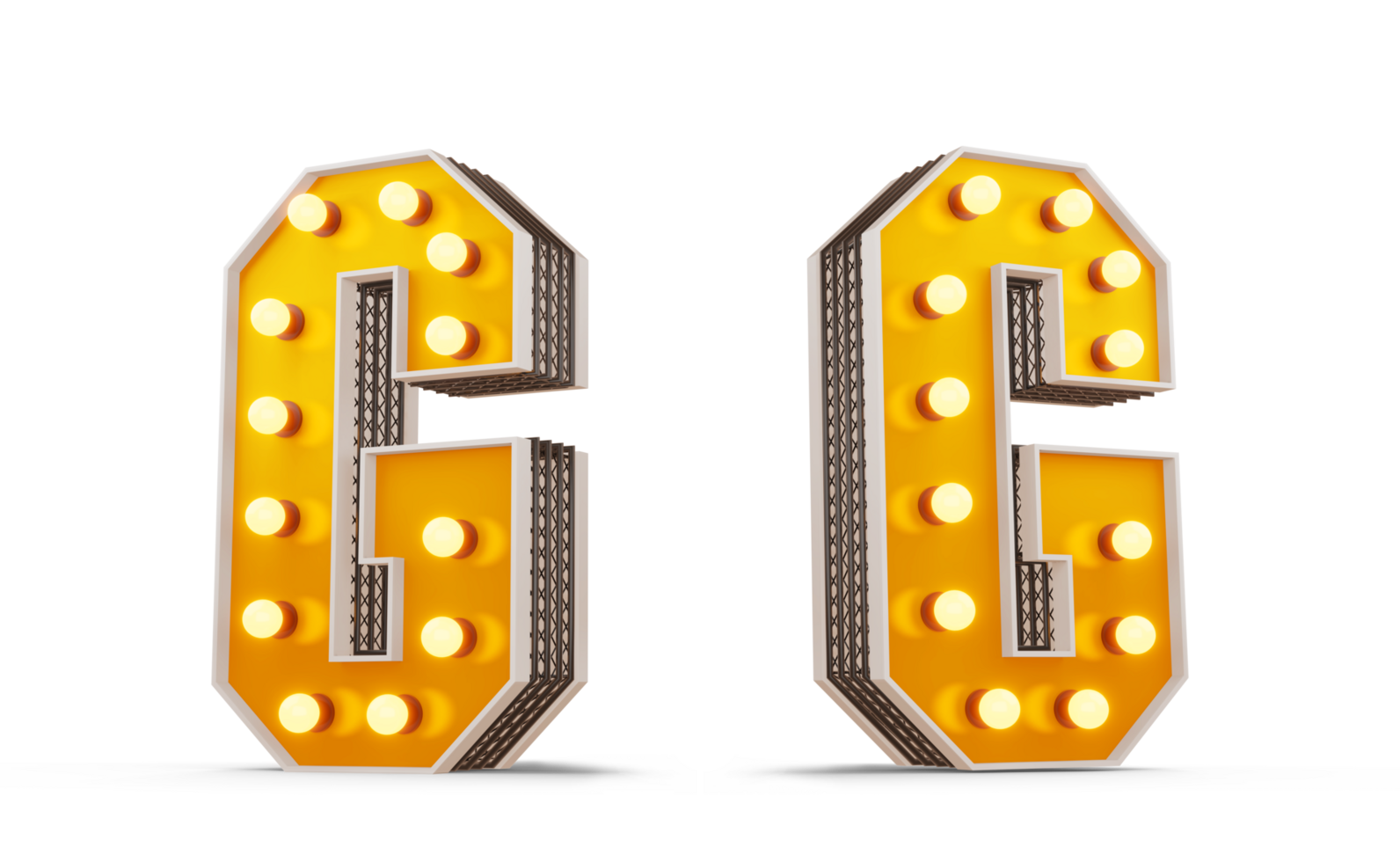 Broadway style light bulb alphabet, 3d rendering png