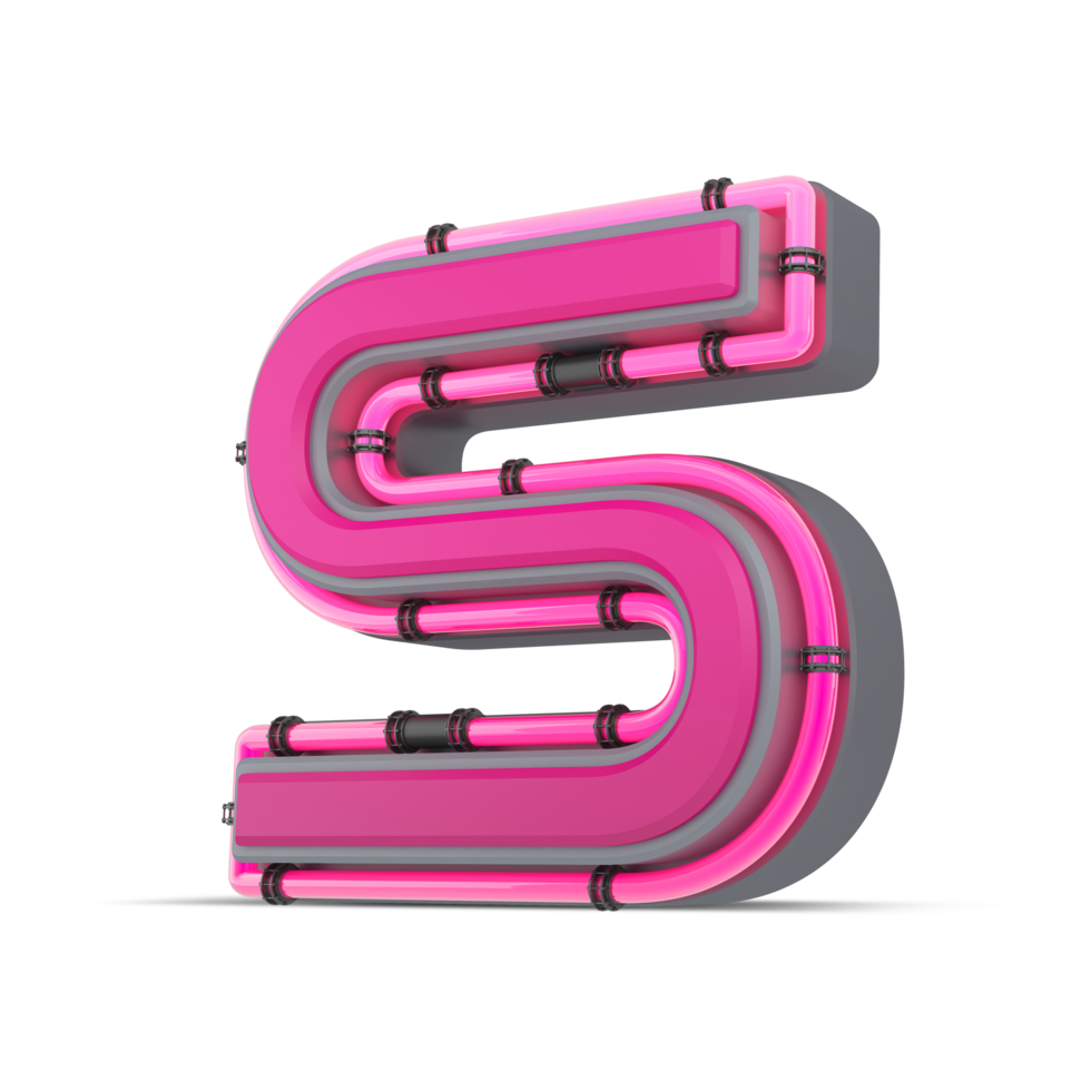 3D pink alphabet with neon light, 3d rendering png