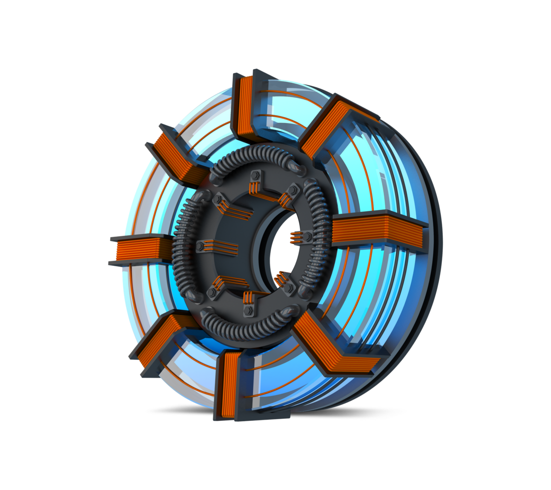 3D Alphabet blue neon light with Copper wire, 3d rendering png