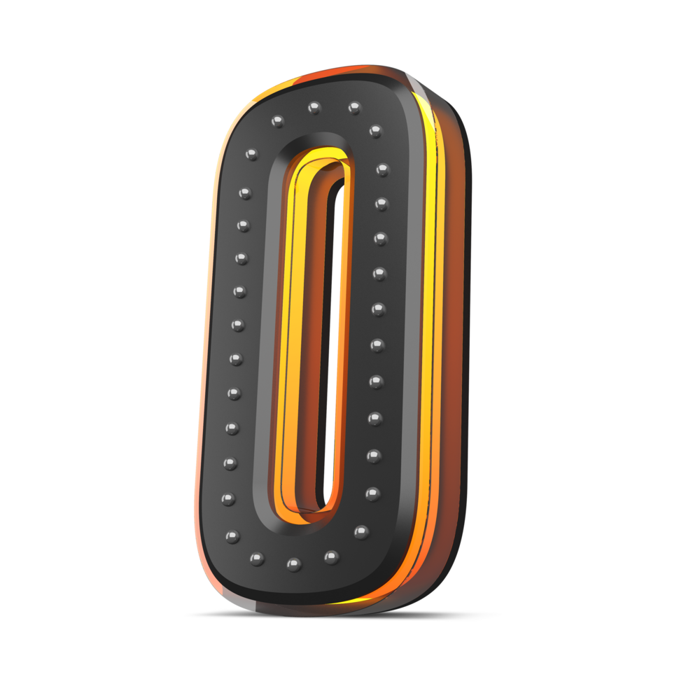 3D alphabet with pin decoration and neon light effect, 3d rendering png