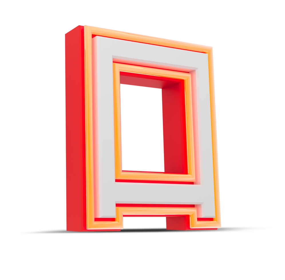 rojo 3d número Japón estilo con naranja neón luz, 3d representación. png