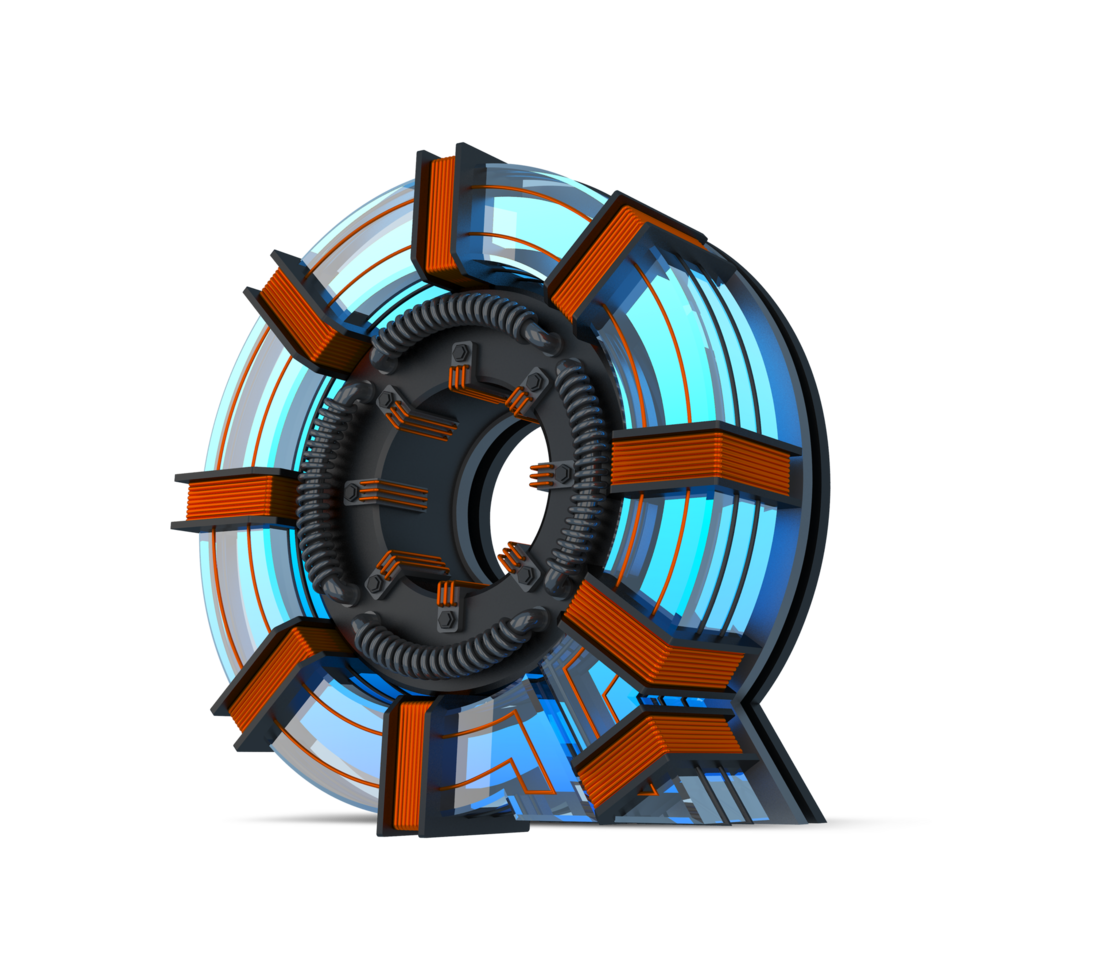 3D Alphabet blue neon light with Copper wire, 3d rendering png