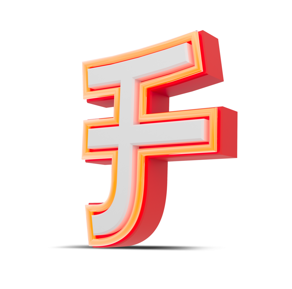 Red 3D alphabet  japan style with orange neon light, 3d rendering. png