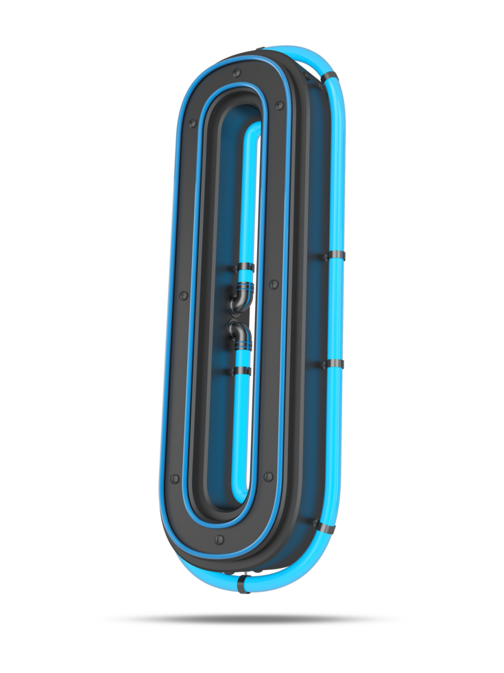 3D Alphabet with blue neon light effect, 3d rendering png