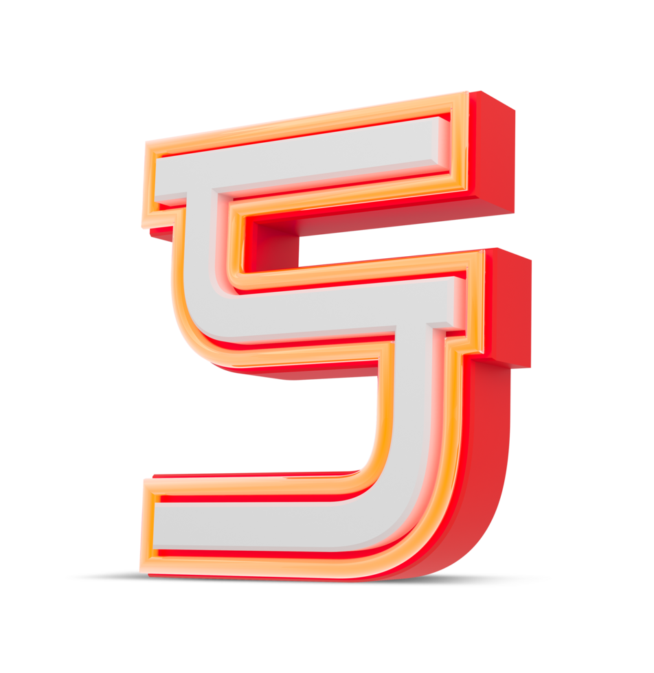 Red 3D alphabet  japan style with orange neon light, 3d rendering. png