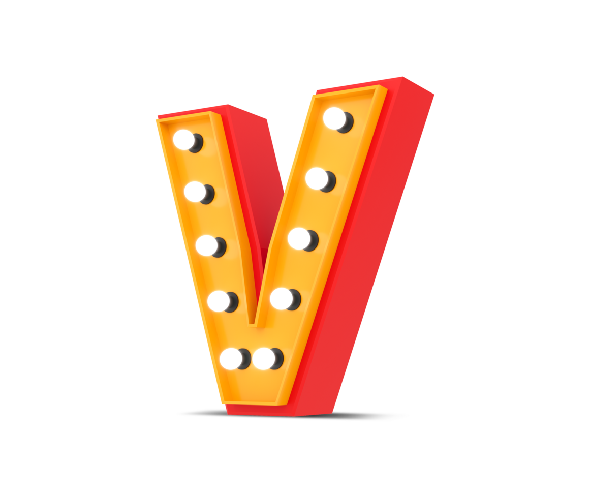 3d alphabet Broadway style avec lumière ampoule, 3d le rendu png