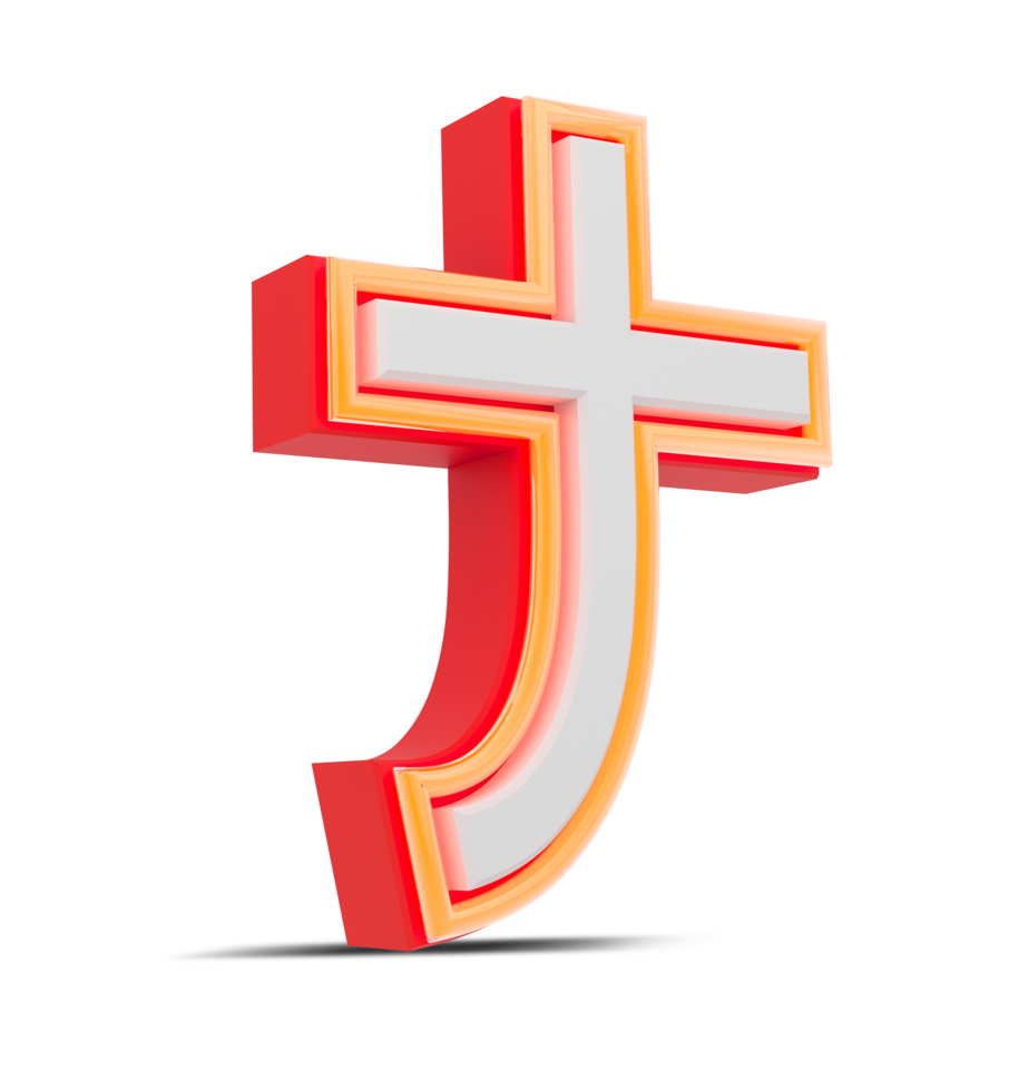 Red 3D alphabet  japan style with orange neon light, 3d rendering. png