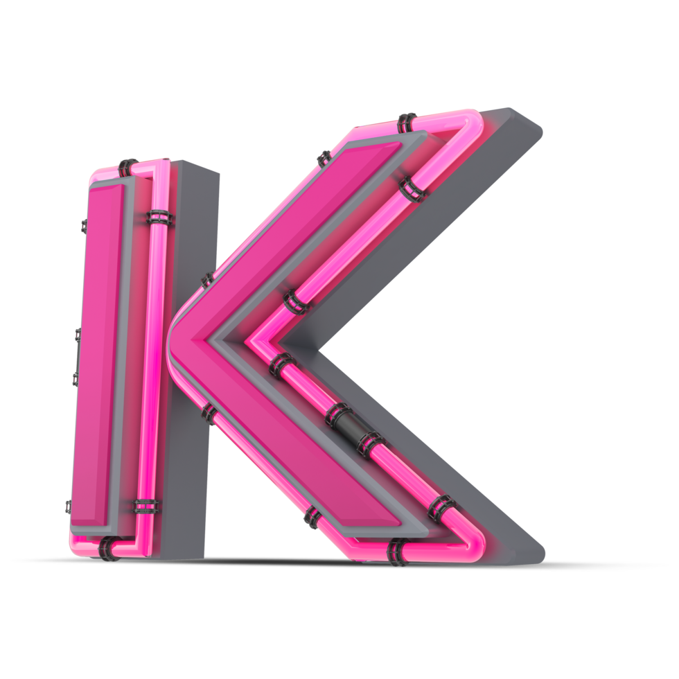 3D pink alphabet with neon light, 3d rendering png