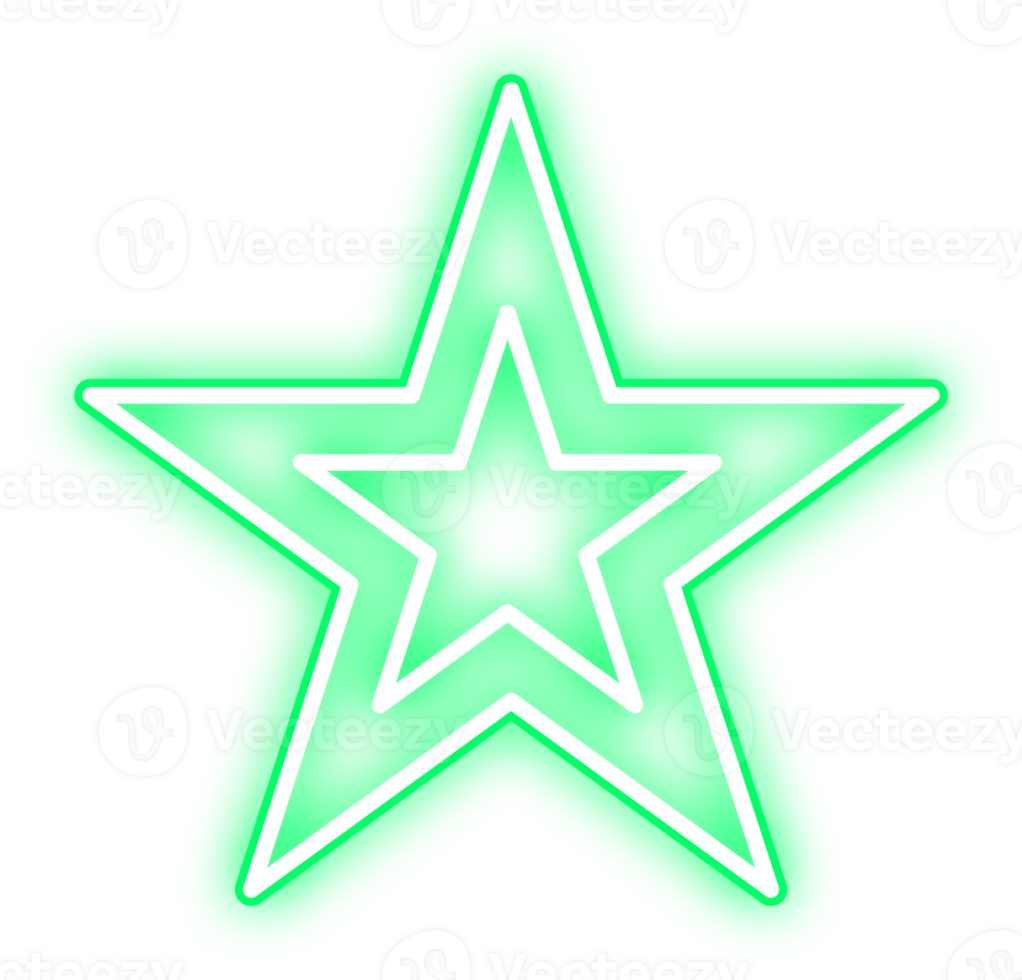 Duplo brilhando néon verde Estrela png