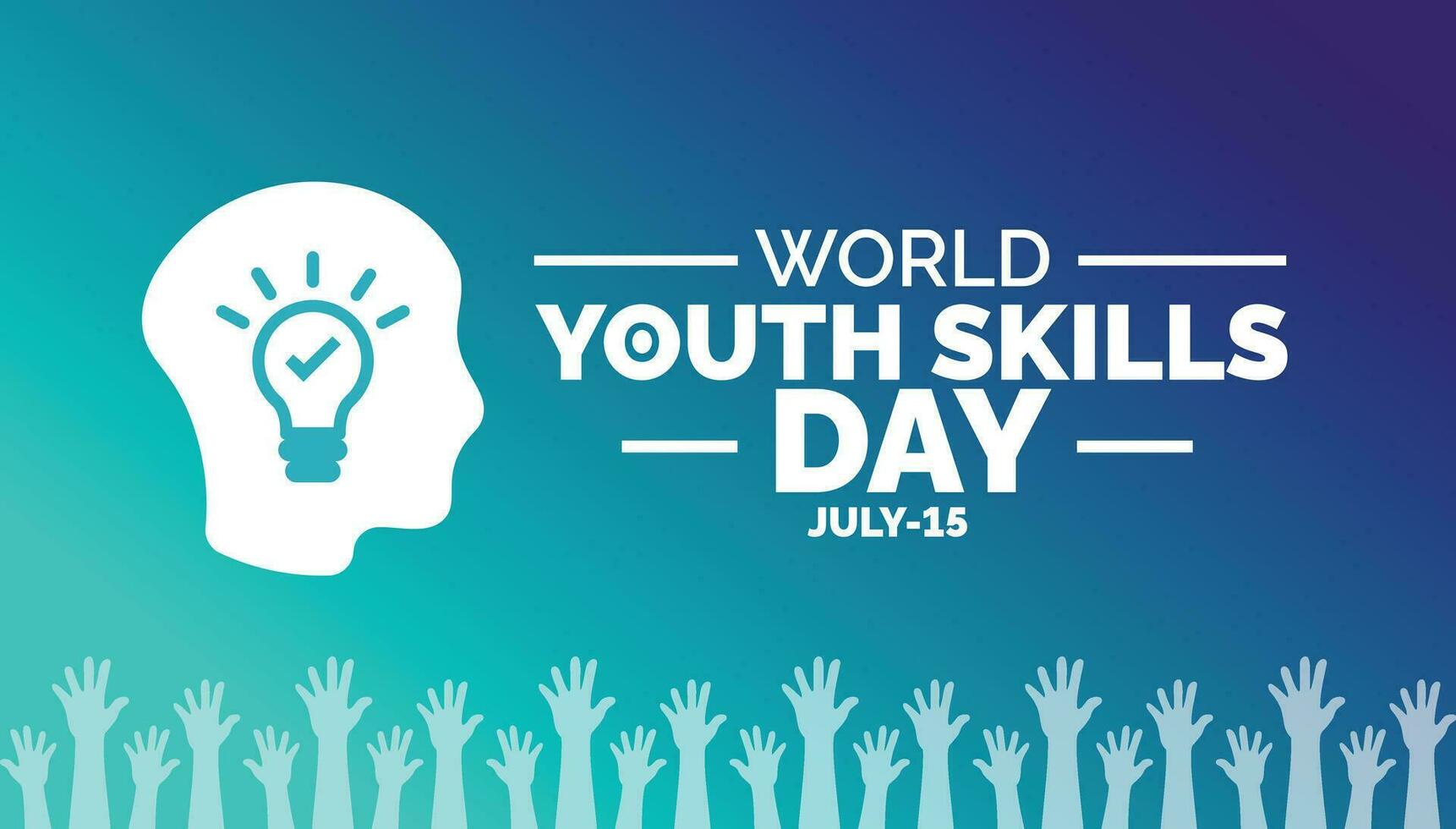mundo juventud habilidades día fondo, bandera, póster y tarjeta diseño modelo con estándar color celebrado en julio. vector