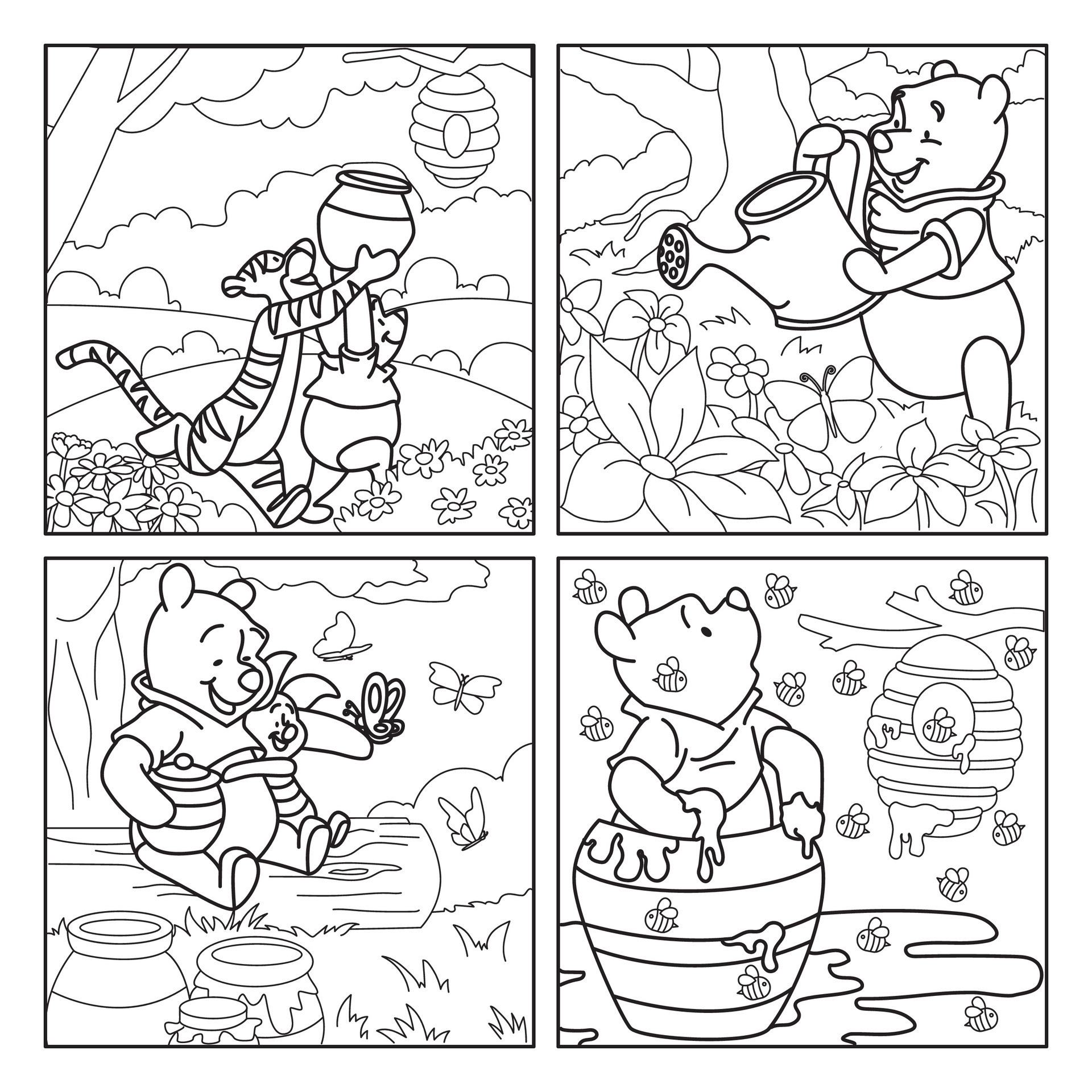 Winnie The Pooh With Honey Coloring Pages