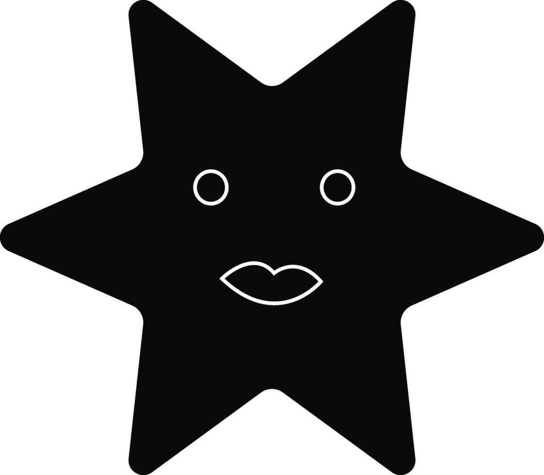 Character of starfish in black color. vector