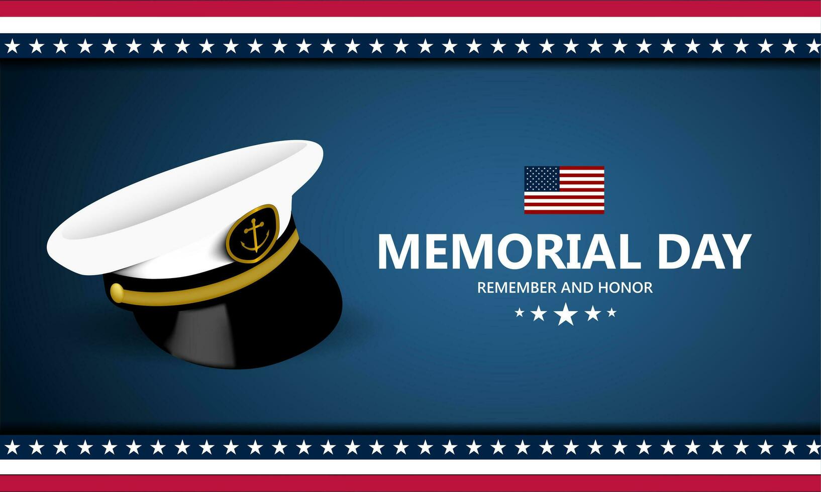Memorial day background design with remember and honor text vector