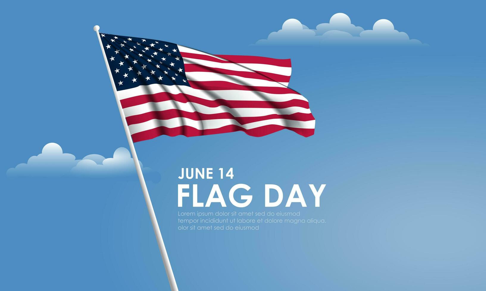 Flag Day In United States June 14 Background Vector Illustration