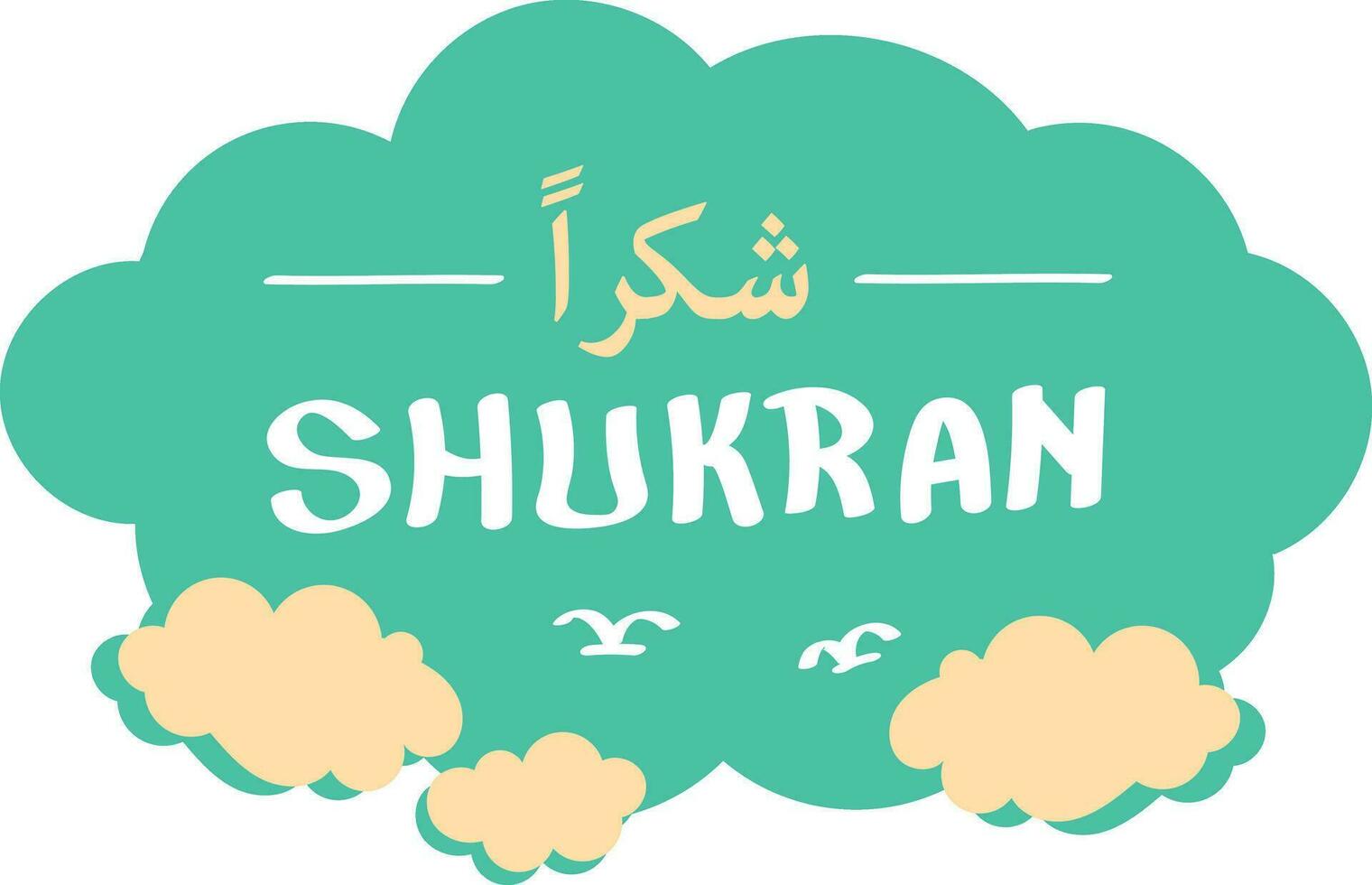Vector illustration of the Muslim holiday of Shukran. Greeting card with text.
