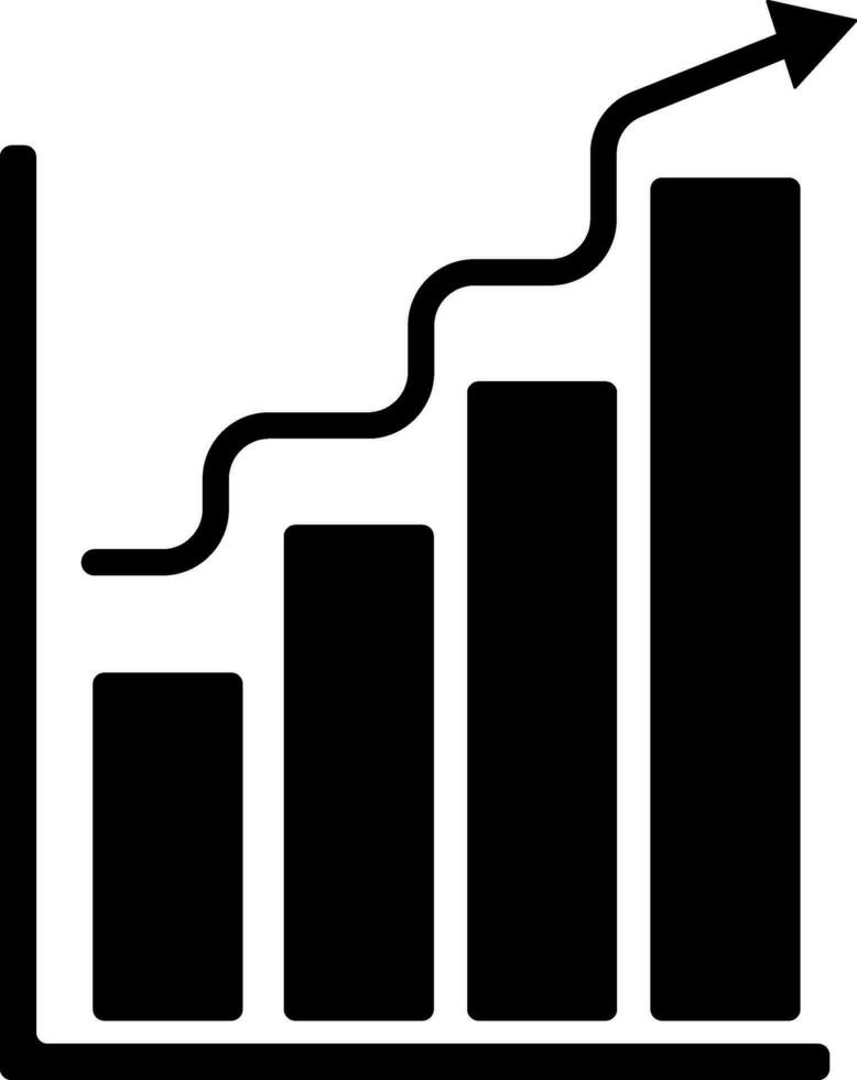 Black growing bar chart in flat style. vector