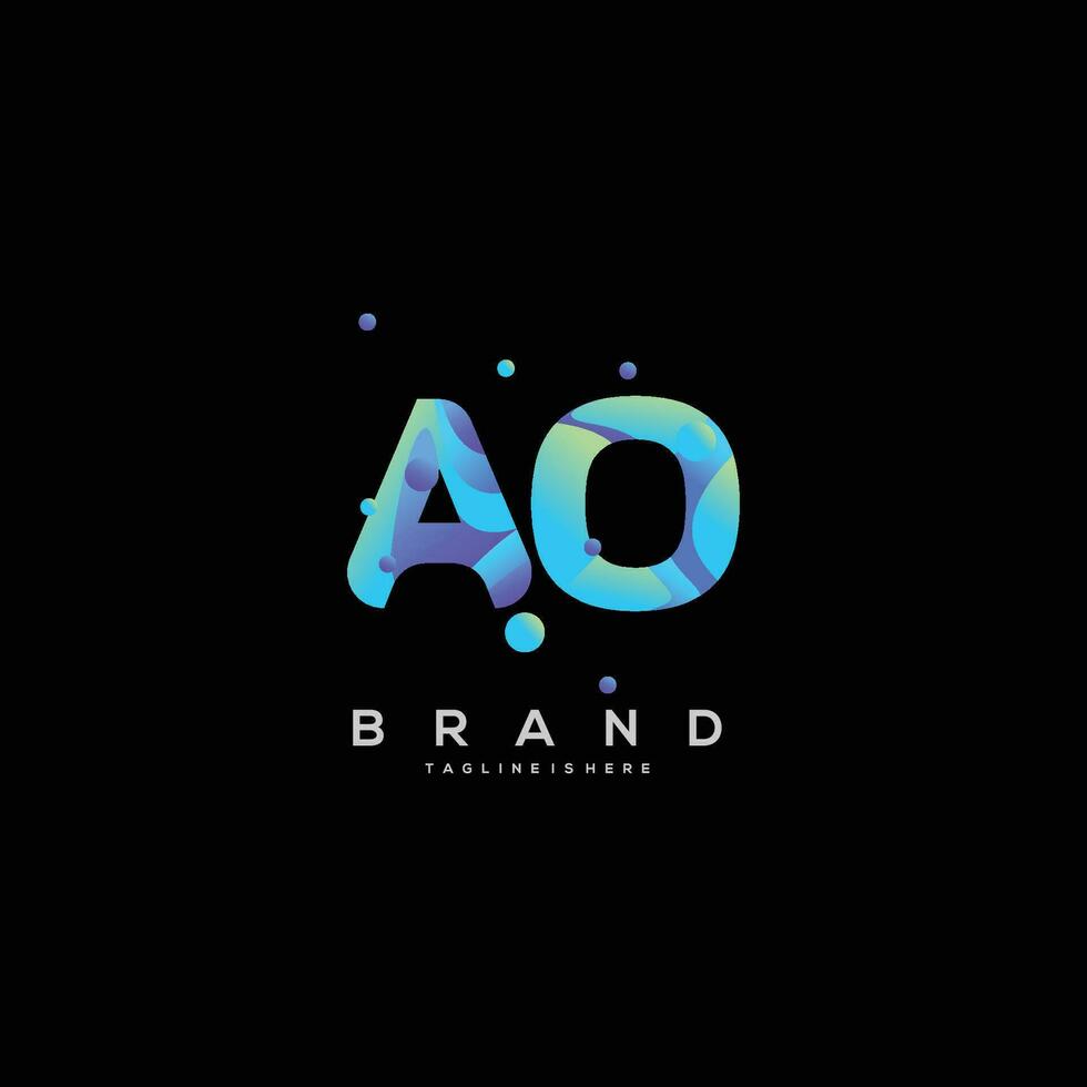 Initial letter AO logo design with colorful style art vector