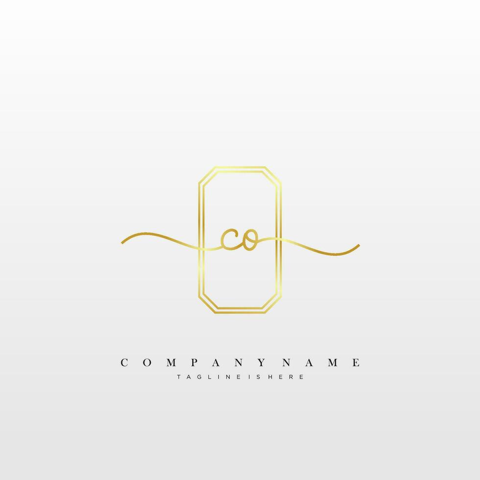 CO Initial handwriting minimalist geometric logo template vector