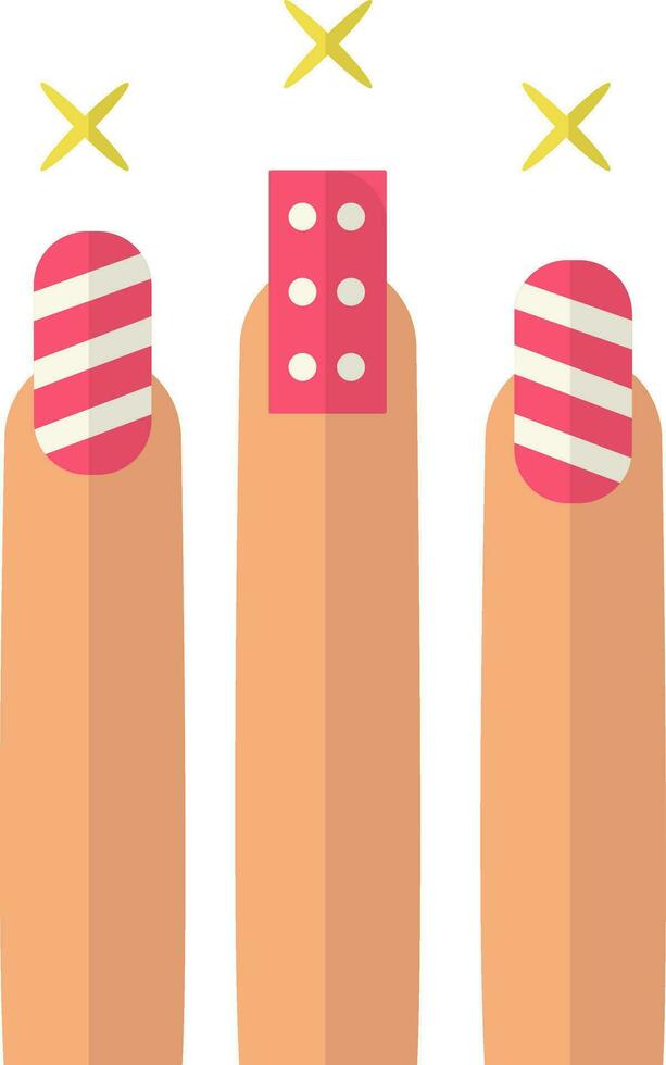 Colorful icon of finger nail with nail art. vector