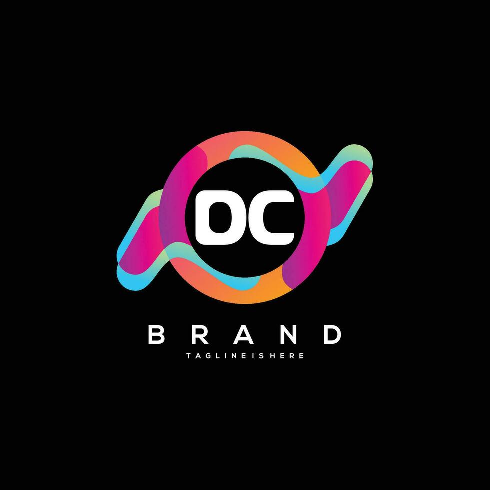 Initial letter DC logo design with colorful style art vector