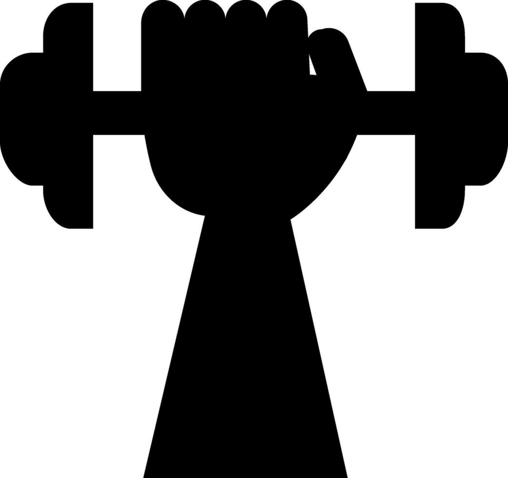 Black hand holding dumbbells. vector