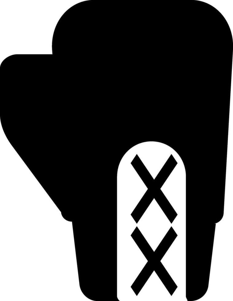 Black and white boxing glove in flat style. vector