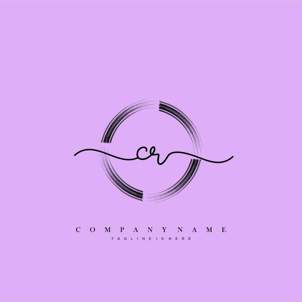 CR Initial handwriting minimalist geometric logo template vector