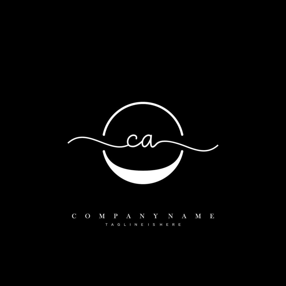 CA Initial handwriting minimalist geometric logo template vector