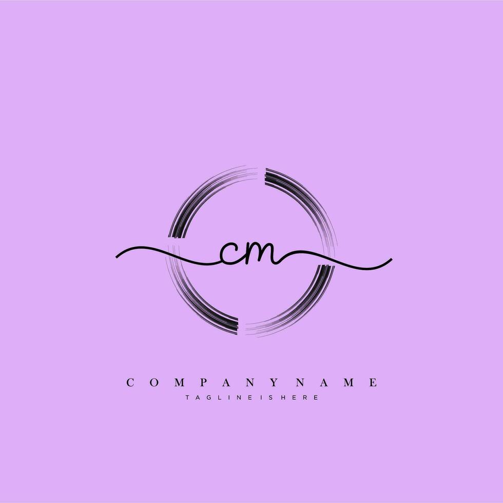 CM Initial handwriting minimalist geometric logo template vector