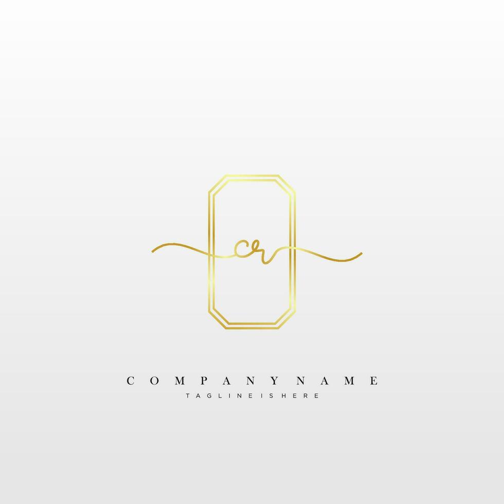 CR Initial handwriting minimalist geometric logo template vector