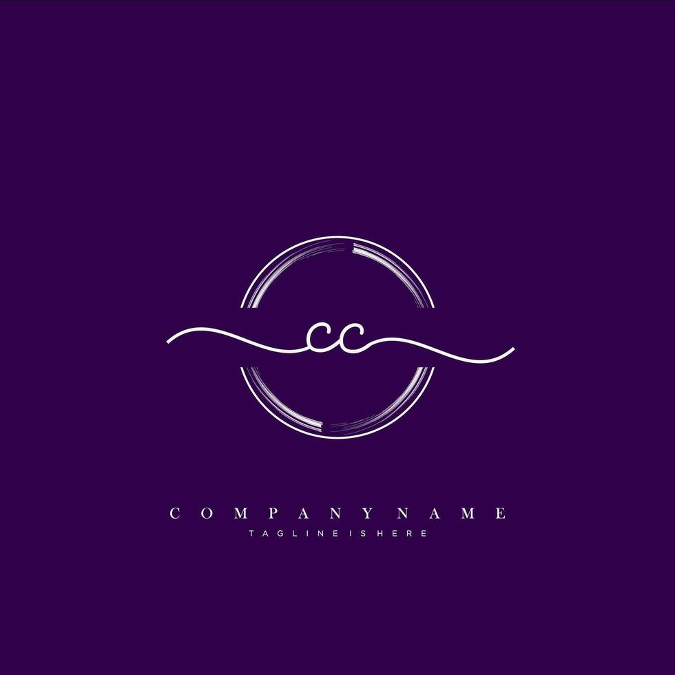 cc inicial escritura minimalista geométrico logo modelo vector