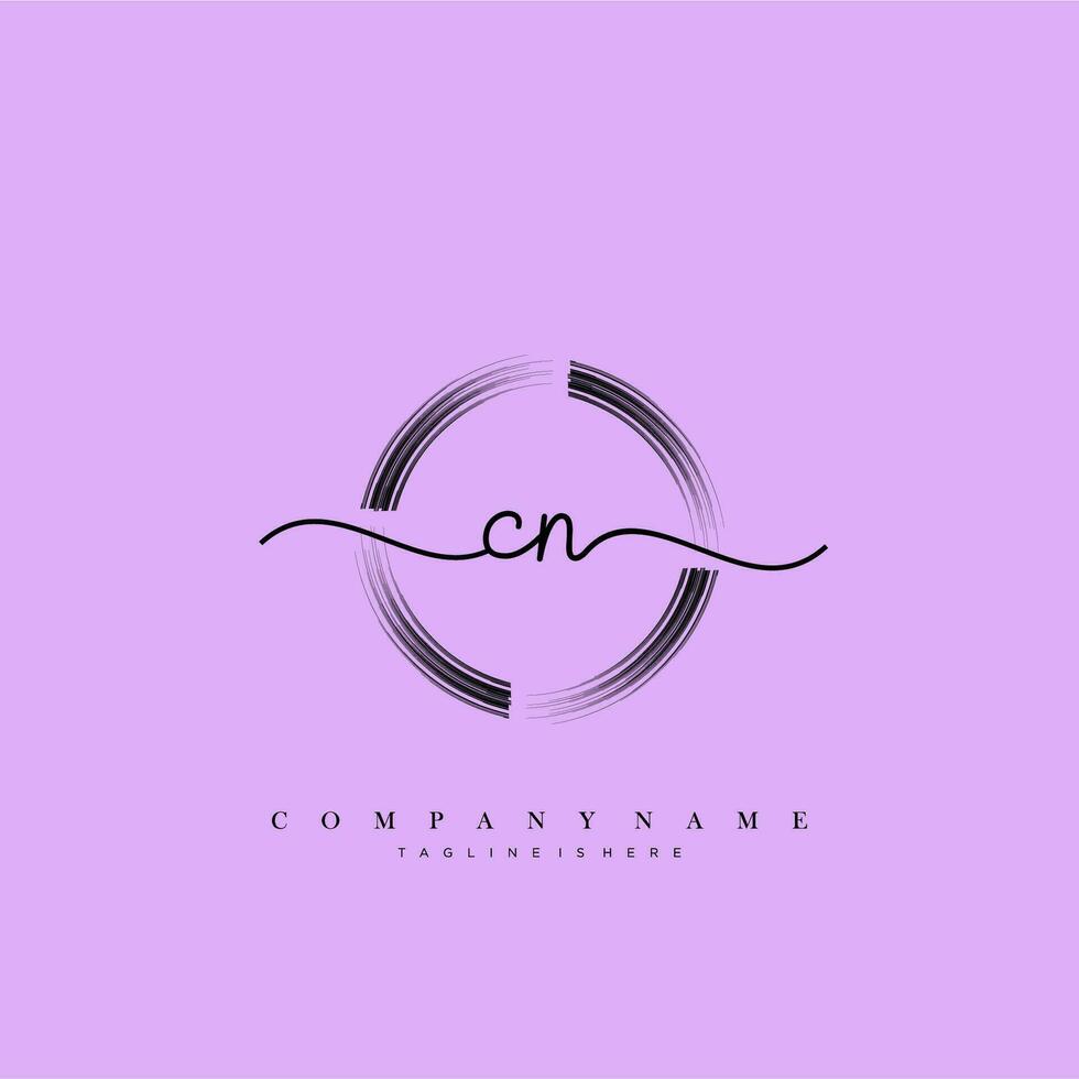 CN Initial handwriting minimalist geometric logo template vector