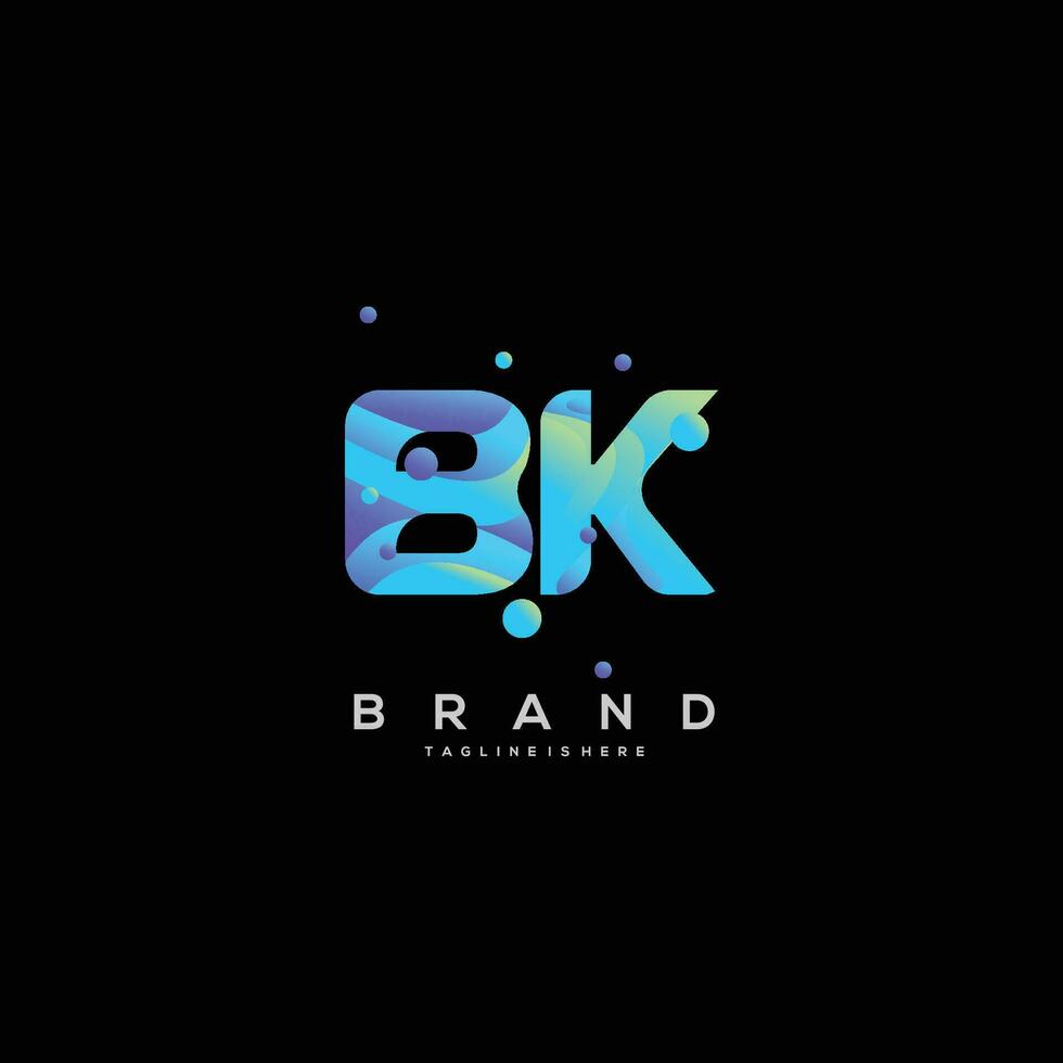 inicial letra bk logo diseño con vistoso estilo Arte vector