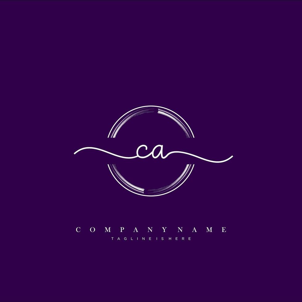 CA Initial handwriting minimalist geometric logo template vector