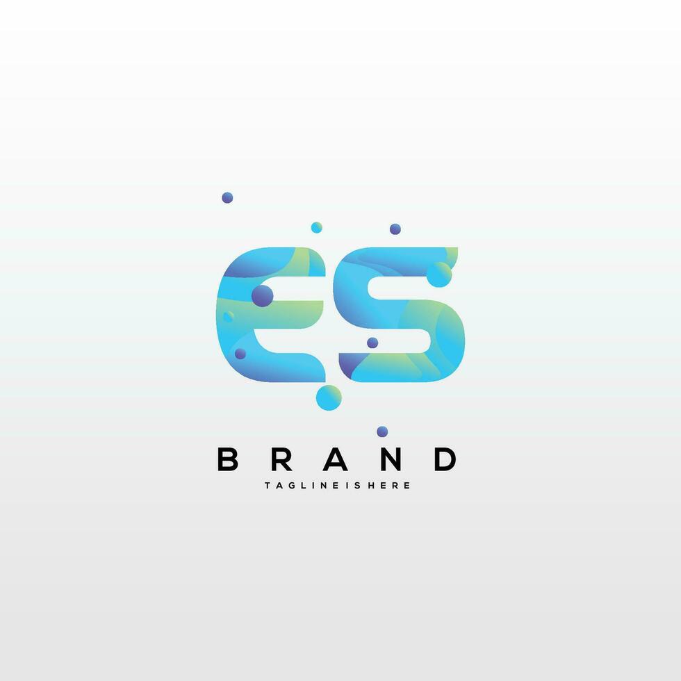 Initial letter ES logo design with colorful style art vector