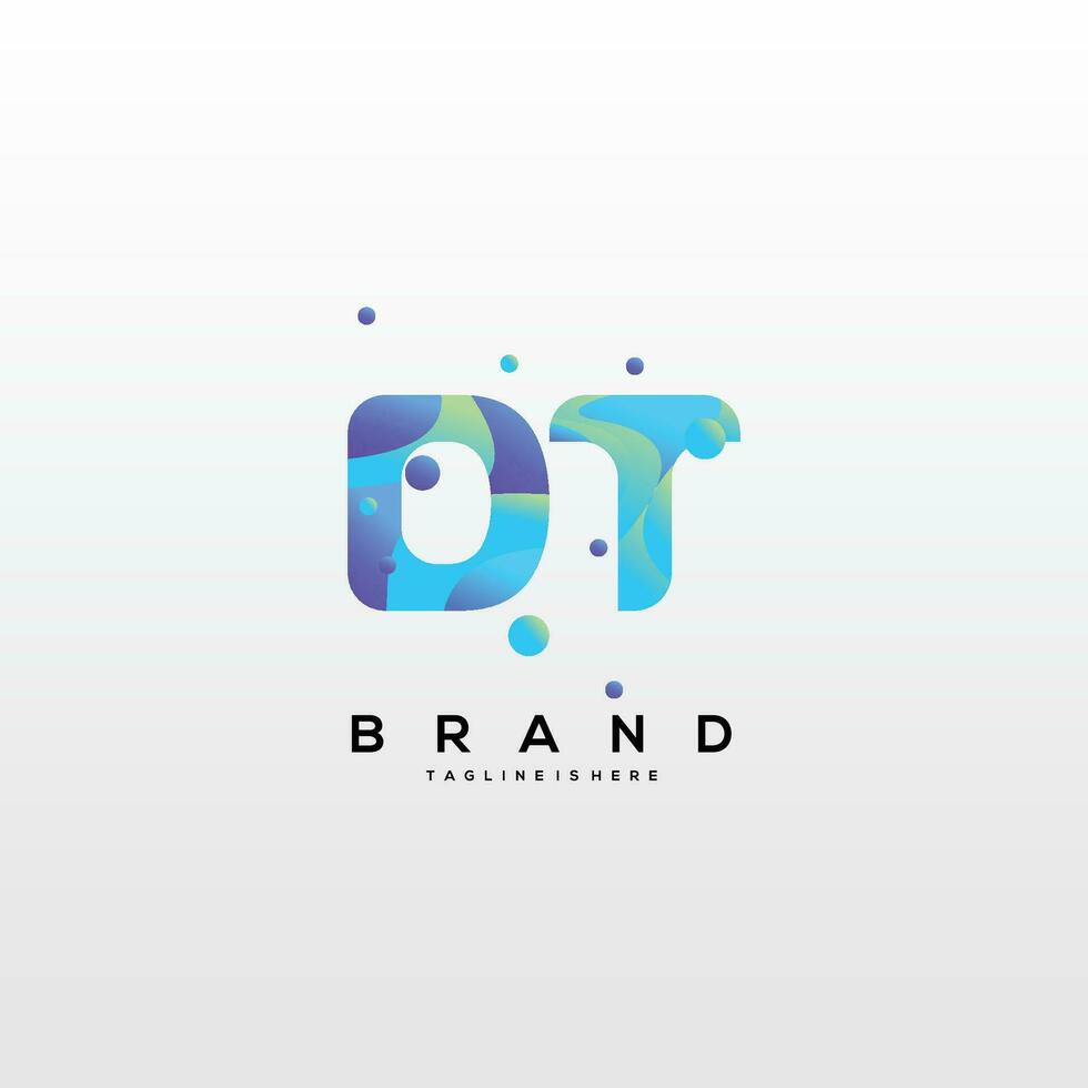 Initial letter DT logo design with colorful style art vector