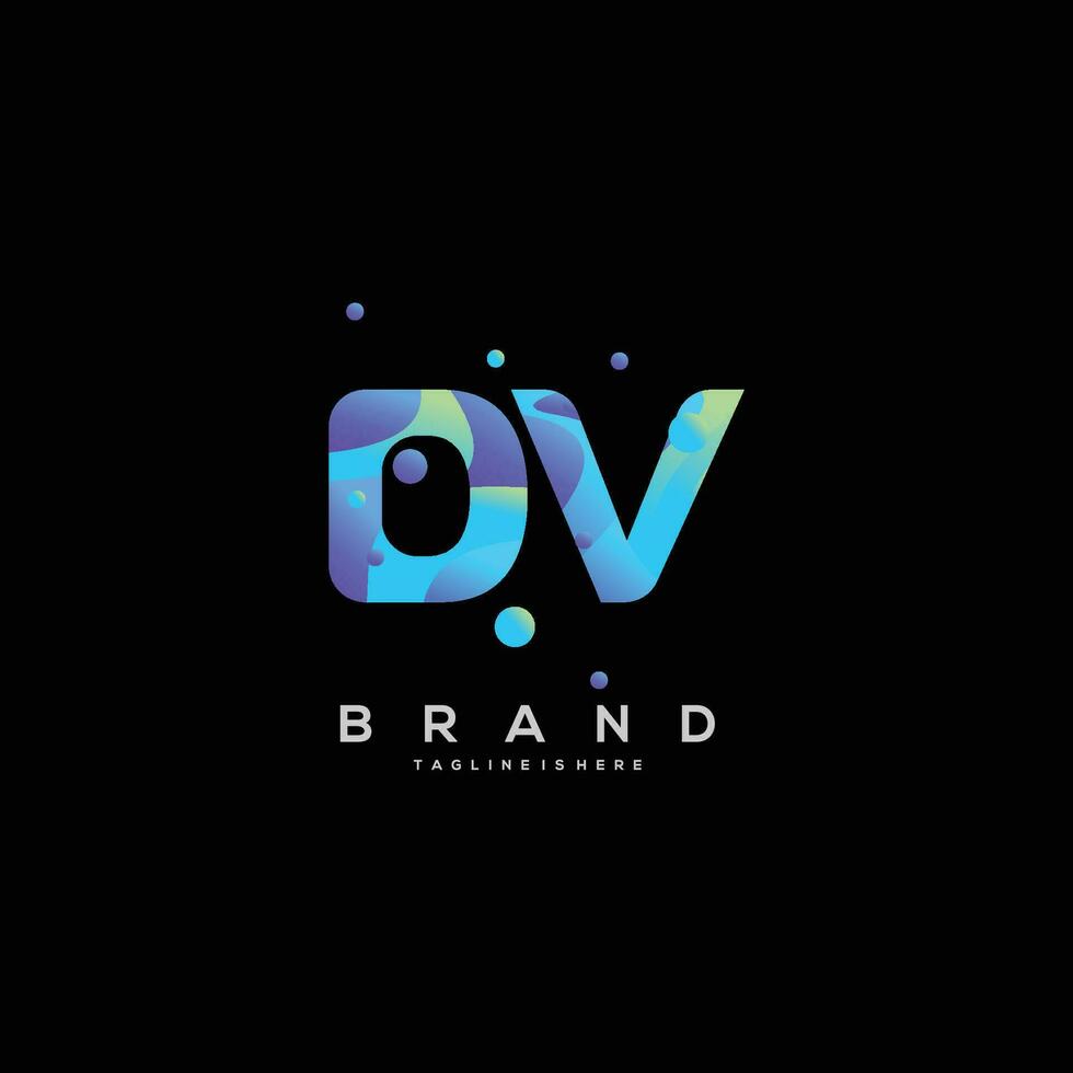 Initial letter DV logo design with colorful style art vector
