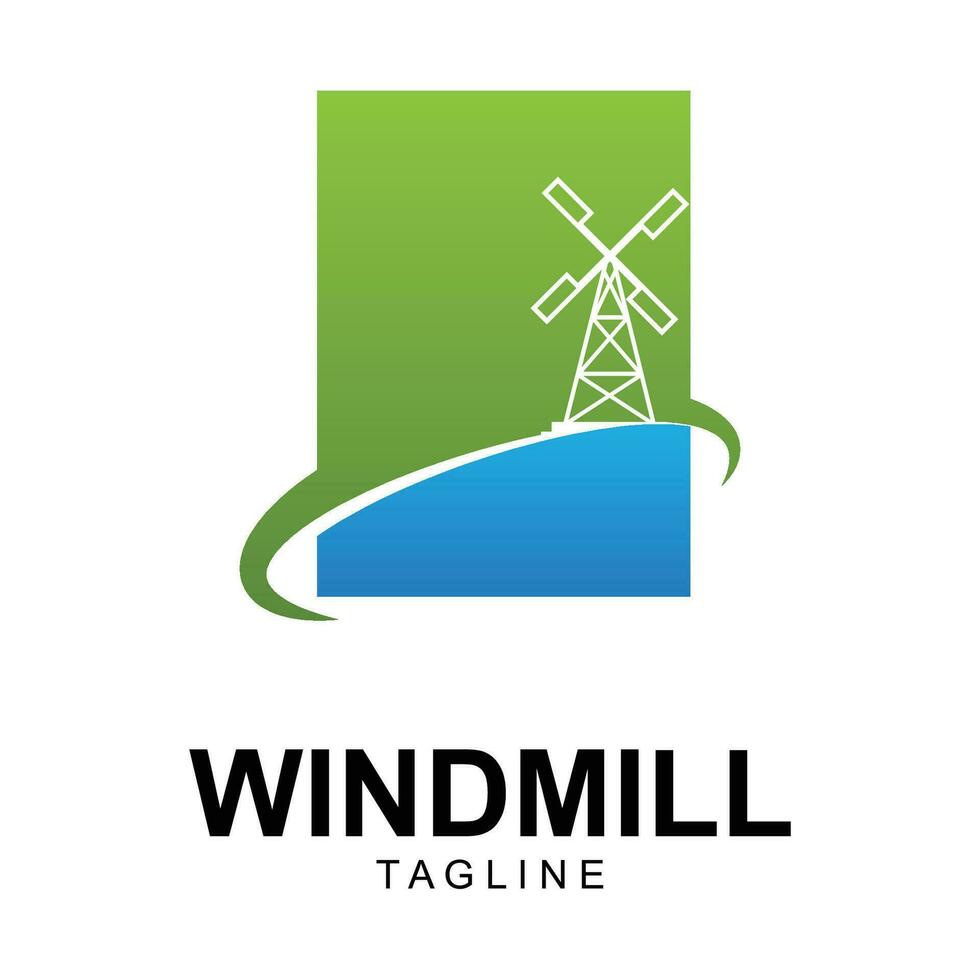 Old Windmill Logo Design Vector, Windmill Retro Vintage Logo Template vector