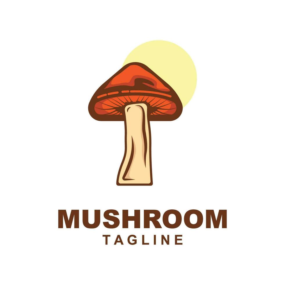 Mushroom Logo, Retro Minimalist Design, Food Vector, Mushroom Plant, Icon Illustration Symbol vector