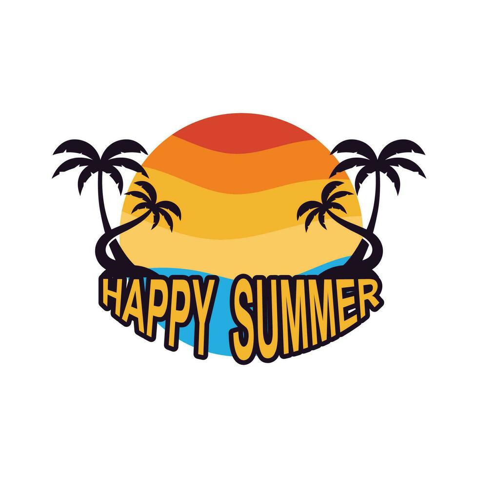 summer beach logo vector illustration