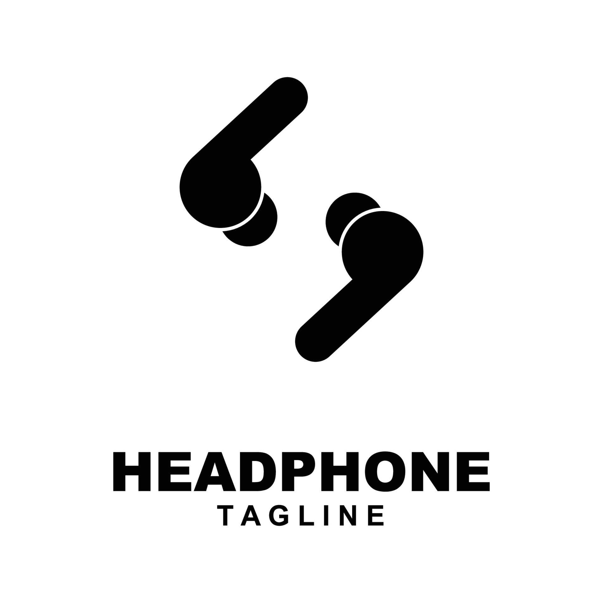 Headphone Logo, Music Listening Device Vector, Elegant Minimalist