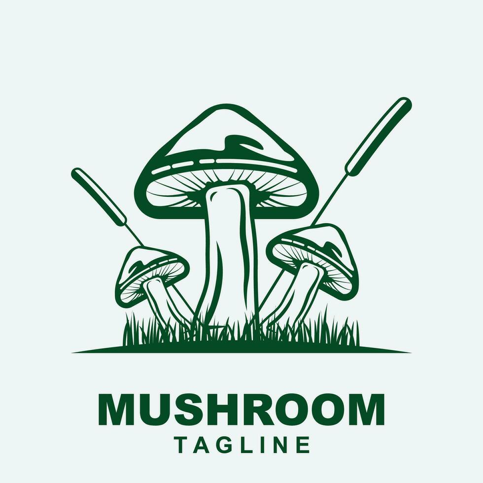 Mushroom Logo, Retro Minimalist Design, Food Vector, Mushroom Plant, Icon Illustration Symbol vector