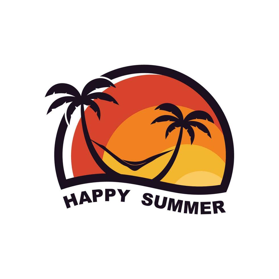 summer beach logo vector illustration