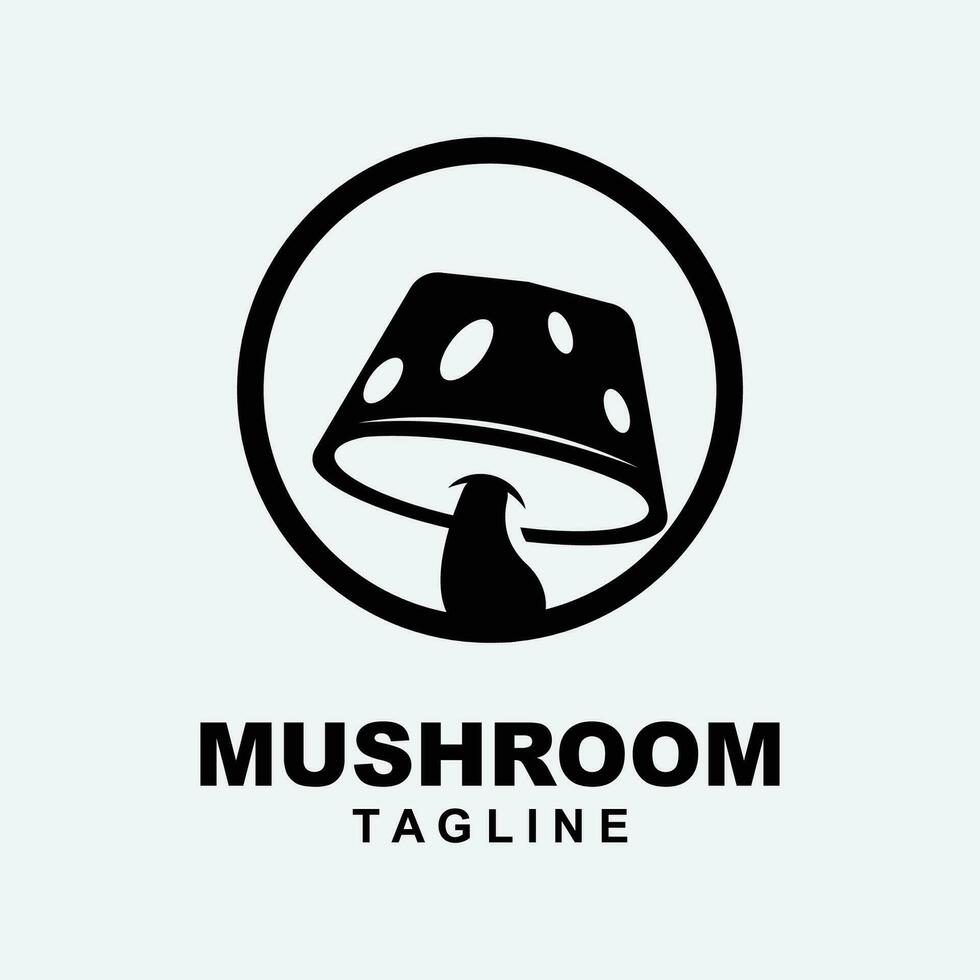 Mushroom Logo, Retro Minimalist Design, Food Vector, Mushroom Plant, Icon Illustration Symbol vector